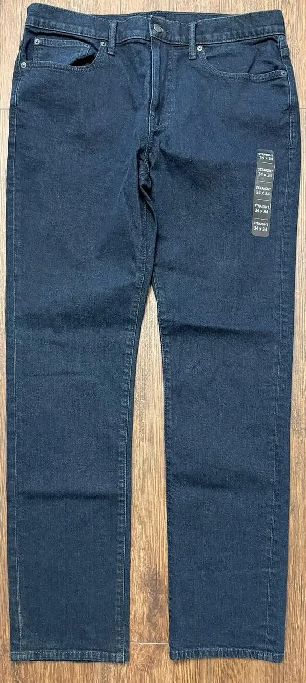 NWT J.Crew Flex Straight Jeans Mens 34x34 Dark Wash Stretch Denim Blue New